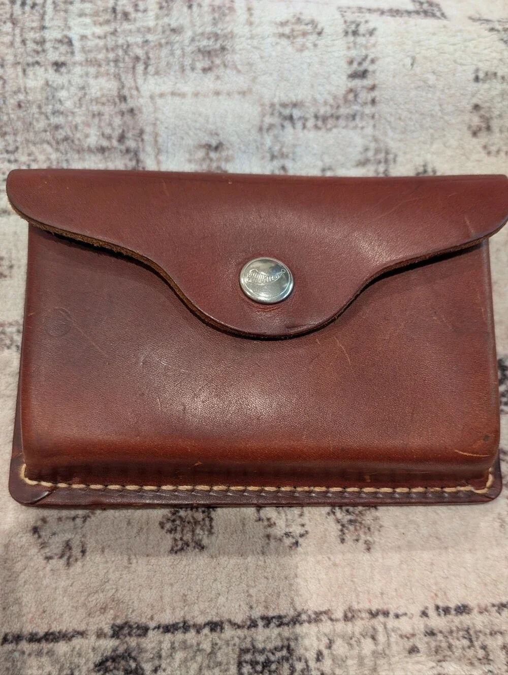 Brown Leather Cartridge Belt Bag Or Pouch - Classic Snap Closure